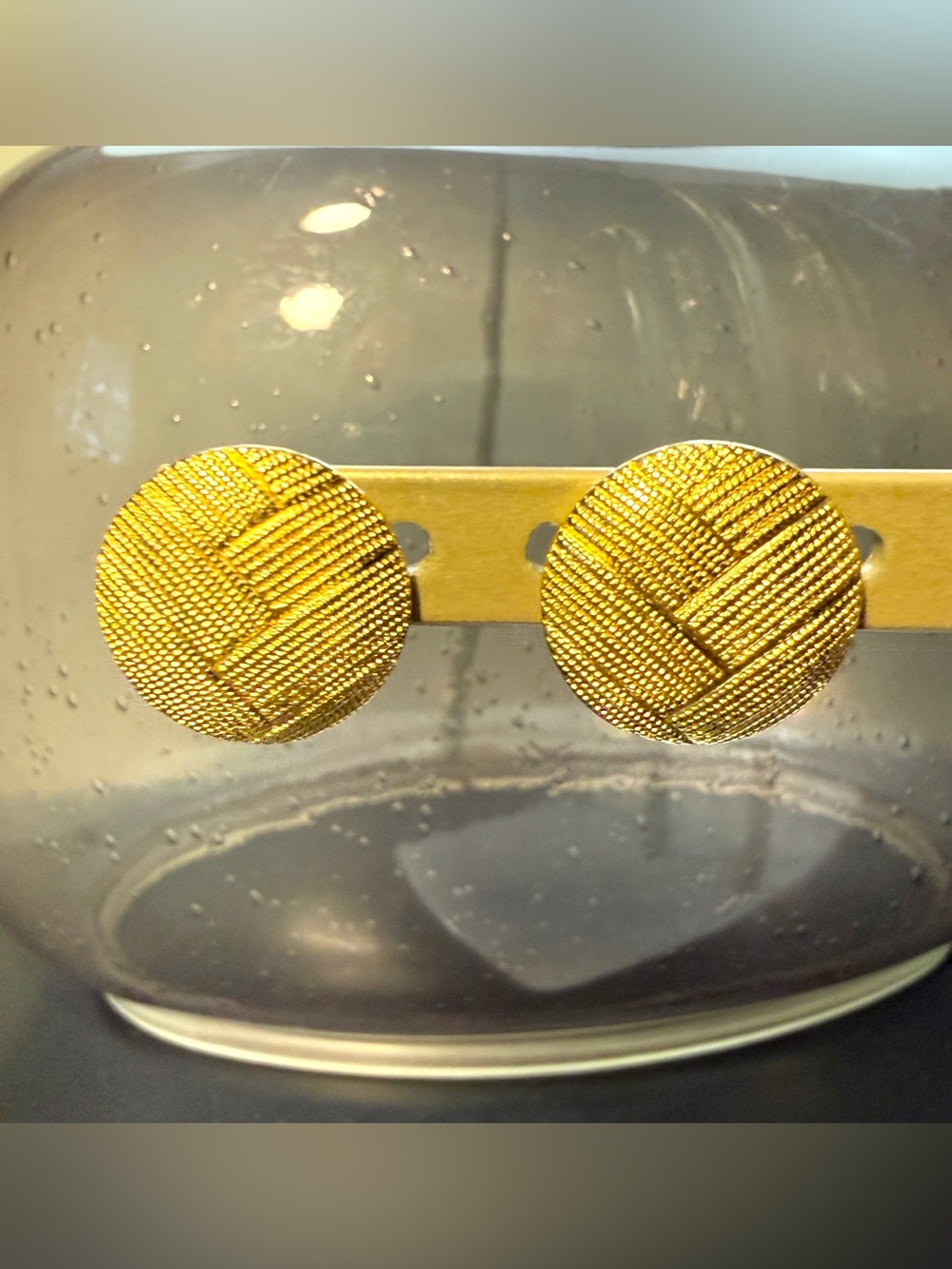 Vintage Monet Signed Gold Tone Circle Stud Earrings